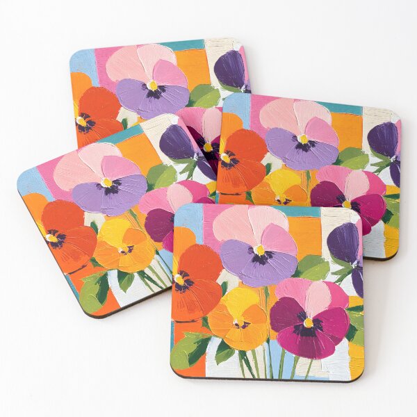 Item preview, Pansy Symphony in Color - A Joyful Floral Gathering Against Bold Geometric Harmony designed and sold by OlfactoART Studio.