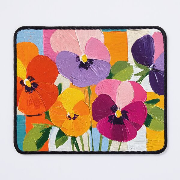 Item preview, Pansy Symphony in Color - A Joyful Floral Gathering Against Bold Geometric Harmony designed and sold by OlfactoART Studio.