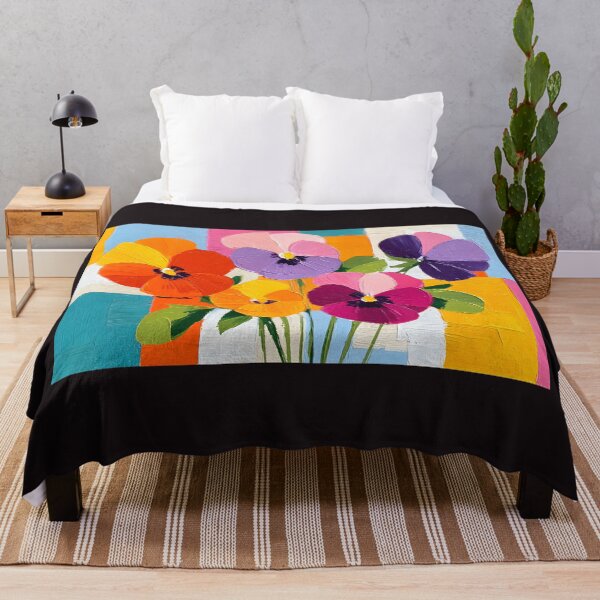 Item preview, Pansy Symphony in Color - A Joyful Floral Gathering Against Bold Geometric Harmony designed and sold by OlfactoART Studio.