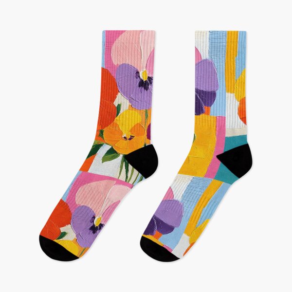 Item preview, Pansy Symphony in Color - A Joyful Floral Gathering Against Bold Geometric Harmony designed and sold by OlfactoART Studio.
