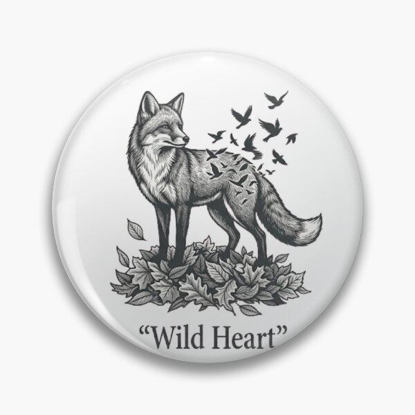 Item preview, Wild Heart Monochrome Etched Fox Illustration designed and sold by GiggleInkTees.