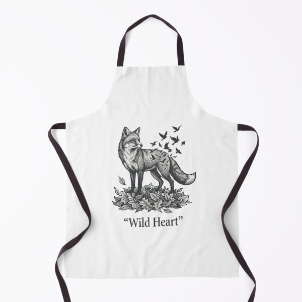 Item preview, Wild Heart Monochrome Etched Fox Illustration designed and sold by GiggleInkTees.