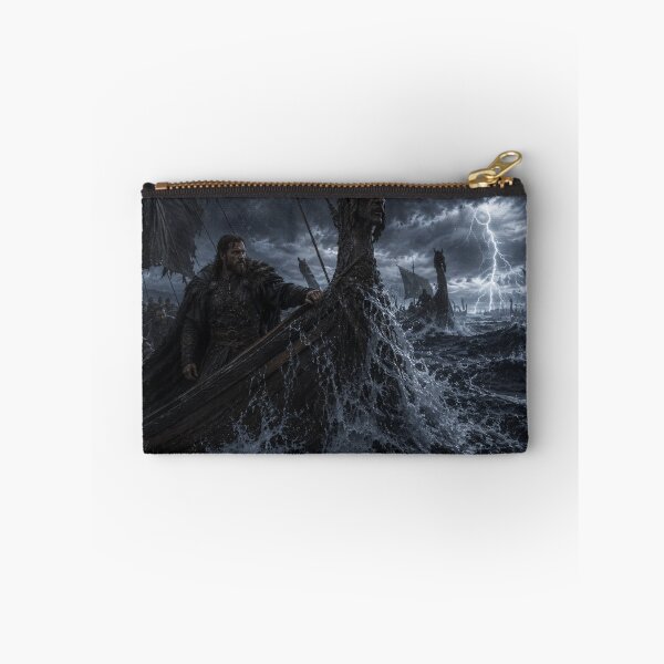 Item preview, Norse Longship Storm Art Print | Dark Viking Fantasy Sea Battle Wall Art designed and sold by Element Horizon Studio.