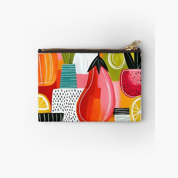 Item preview, Harvest in Abstract Motion - Aubergine Citrus and Pomegranate Dancing Through Bold Geometric Color designed and sold by OlfactoART Studio.