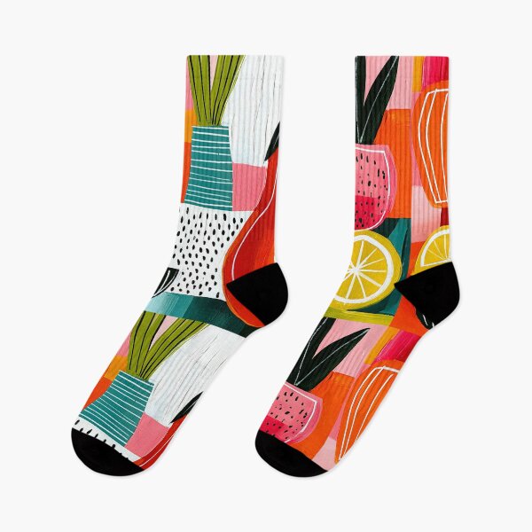 Item preview, Harvest in Abstract Motion - Aubergine Citrus and Pomegranate Dancing Through Bold Geometric Color designed and sold by OlfactoART Studio.
