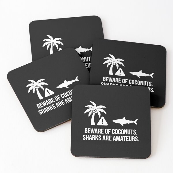 Item preview, Funny Beware of Coconuts or Shark Danger Summer Beach Joke designed and sold by SplashTastic.