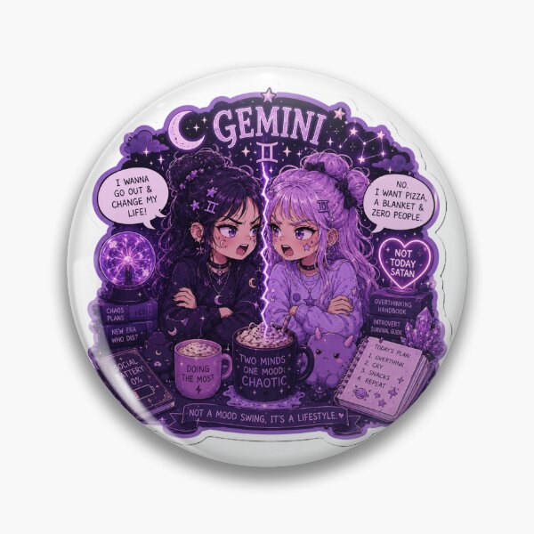 Item preview, Gemini Chaos Zodiac Sticker | Funny Twin Personality Astrology Art designed and sold by MysticPurpleHue.
