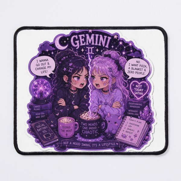 Item preview, Gemini Chaos Zodiac Sticker | Funny Twin Personality Astrology Art designed and sold by MysticPurpleHue.