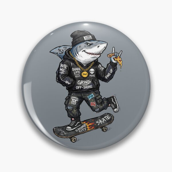 Item preview, Cool Shark Squad Skate Grind Off-Shore Character on Skateboard designed and sold by SplashTastic.