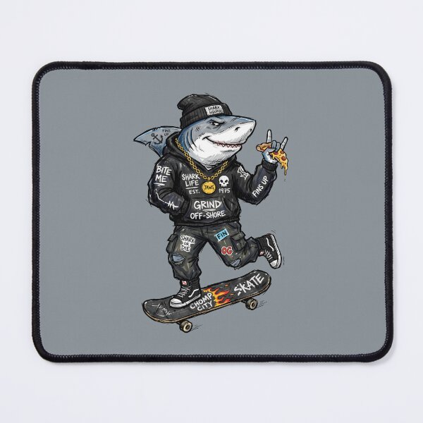Item preview, Cool Shark Squad Skate Grind Off-Shore Character on Skateboard designed and sold by SplashTastic.