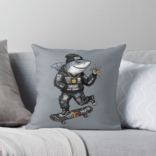 Item preview, Cool Shark Squad Skate Grind Off-Shore Character on Skateboard designed and sold by SplashTastic.