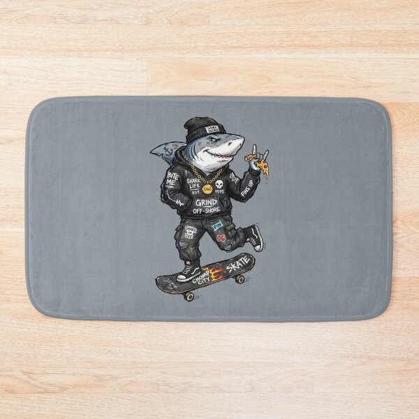 Item preview, Cool Shark Squad Skate Grind Off-Shore Character on Skateboard designed and sold by SplashTastic.