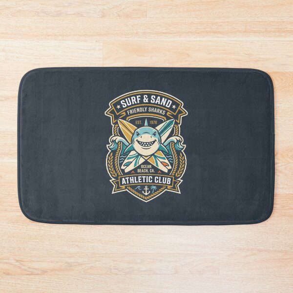 Item preview, Retro Surf & Sand Friendly Sharks Ocean Beach Athletic Club Design designed and sold by SplashTastic.