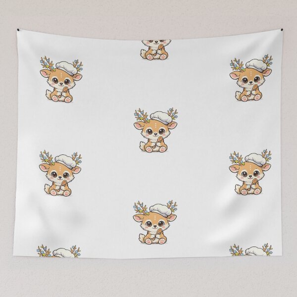 Item preview, Cute Mythical Forest Spirit Deer Chef Chibi Sticker designed and sold by tineldesign.