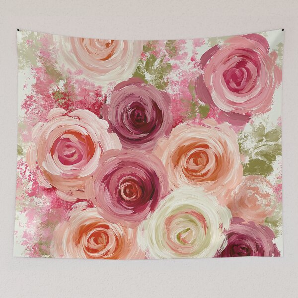 Item preview, Painterly Pink Rose Garden – Elegant Floral Pattern designed and sold by helgekerler.