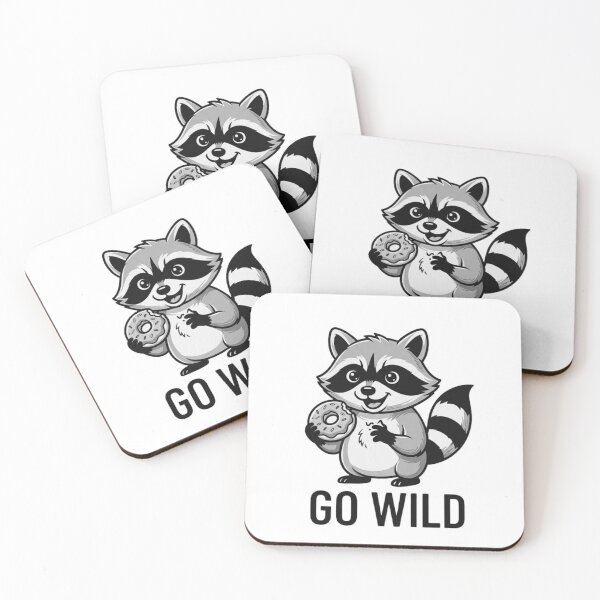 Item preview, Go Wild Funny Donut Eating Raccoon designed and sold by GiggleInkTees.