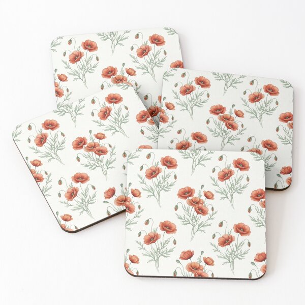 Item preview, Vintage Red Poppy Floral Seamless Pattern, Romantic Watercolor Flower Background for Wedding Invitation and Fabric Textile Print designed and sold by weaveandwave.