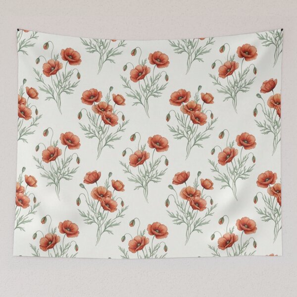 Item preview, Vintage Red Poppy Floral Seamless Pattern, Romantic Watercolor Flower Background for Wedding Invitation and Fabric Textile Print designed and sold by weaveandwave.