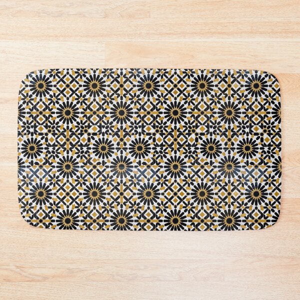 Item preview, Traditional Moroccan Geometric Mosaic Pattern Black and Gold Zellige designed and sold by SplashTastic.