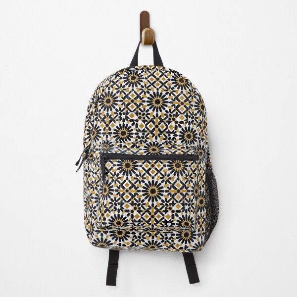 Item preview, Traditional Moroccan Geometric Mosaic Pattern Black and Gold Zellige designed and sold by SplashTastic.