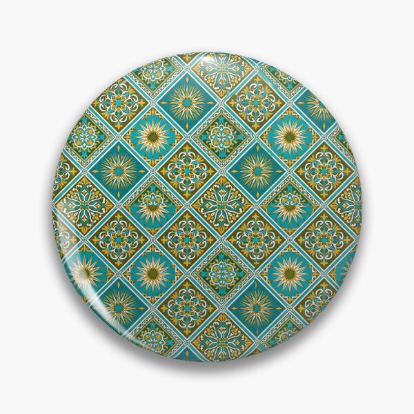 Item preview, Intricate Persian Damask Paisley Geometric Repeat Pattern in Turquoise Gold designed and sold by SplashTastic.
