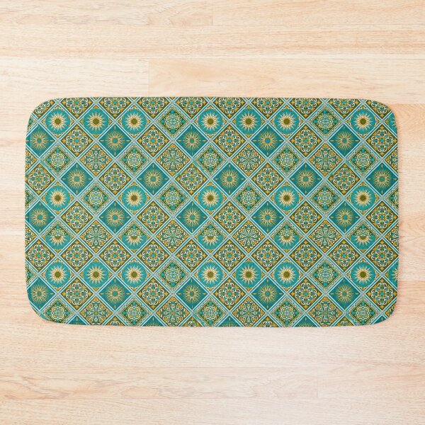 Item preview, Intricate Persian Damask Paisley Geometric Repeat Pattern in Turquoise Gold designed and sold by SplashTastic.