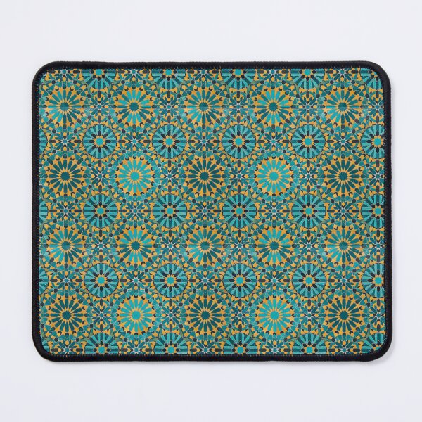 Item preview, Arabesque Geometric Moroccan Zellige Tile Mosaic in Blue and Yellow designed and sold by SplashTastic.