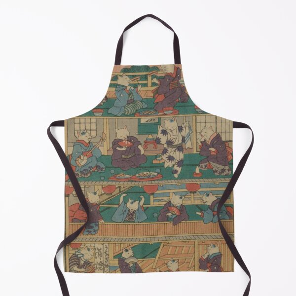 Item preview, Vintage Japanese Samurai Cat Party Ukiyo-e: Anthropomorphic Restaurant Cats designed and sold by vekotpu.