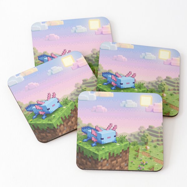 Item preview, Cute Blue Minecraft Axolotl on Block designed and sold by LyssasMindArt.