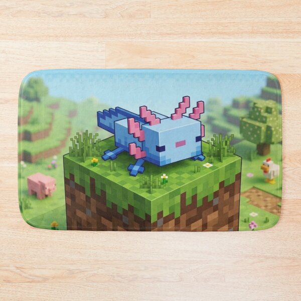 Item preview, Cute Blue Minecraft Axolotl on Block designed and sold by LyssasMindArt.