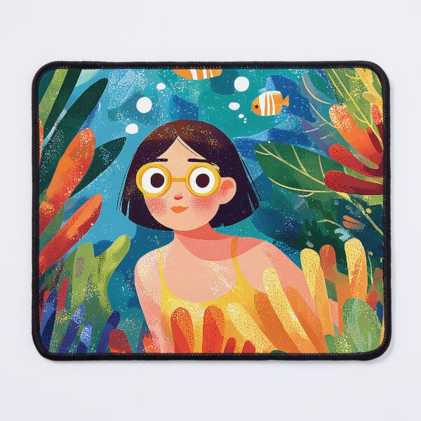 Item preview, Cute Girl Diving in Vibrant Coral Reef Adventure designed and sold by AMIDATORA.