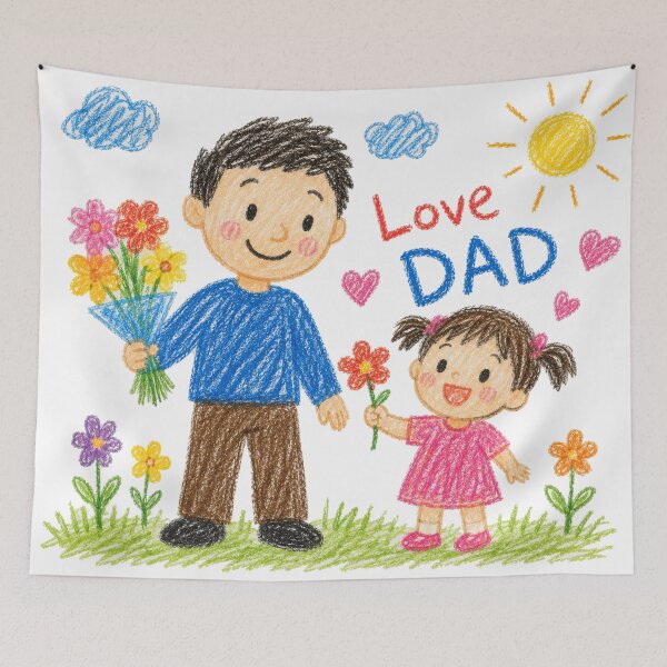 Item preview, Crayon Doodle Love DAD - Cute Father and Daughter Art designed and sold by Arbacus.