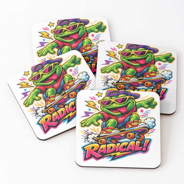 Item preview, Radical Frog Skater – Retro 90s Cartoon Skateboarding Frog designed and sold by slikar.