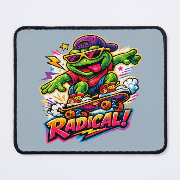 Item preview, Radical Frog Skater – Retro 90s Cartoon Skateboarding Frog designed and sold by slikar.