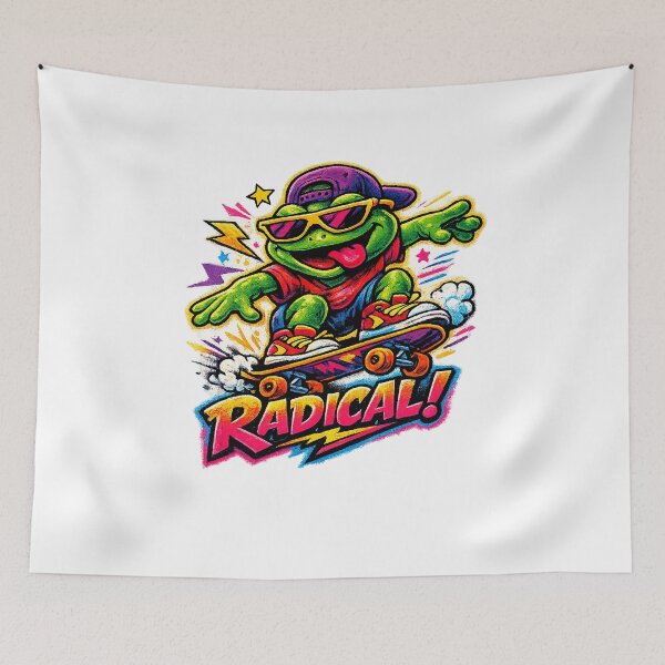Item preview, Radical Frog Skater – Retro 90s Cartoon Skateboarding Frog designed and sold by slikar.