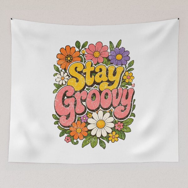 Item preview, Stay Groovy Vintage 70s Floral Hippie designed and sold by Mr Lee.