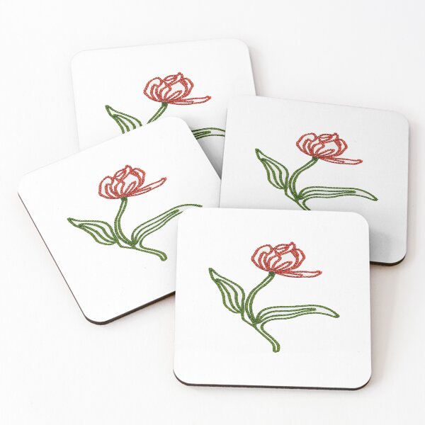 Item preview, Beaded Flower Line Art • Elegant Red & Green Bead‑Style Floral Illustration for Craft & Nature Lovers designed and sold by Bright Nest Studio.