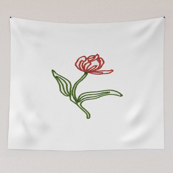 Item preview, Beaded Flower Line Art • Elegant Red & Green Bead‑Style Floral Illustration for Craft & Nature Lovers designed and sold by Bright Nest Studio.