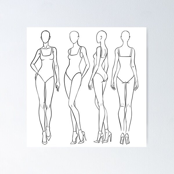 Item preview, Female Fashion Croquis - 9-Head Figure Templates Set for Fashion Designers designed and sold by LYAN-STORE.