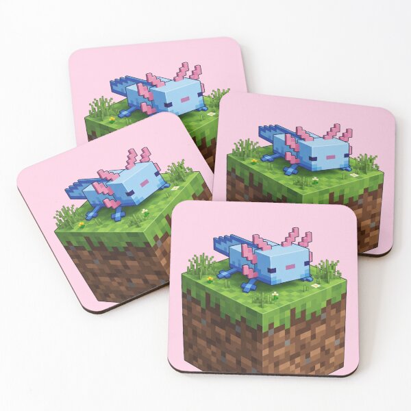 Item preview, Cute Blue Minecraft Axolotl on Block (Pink) designed and sold by LyssasMindArt.
