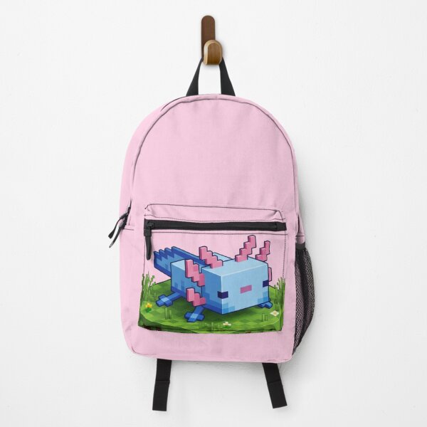 Item preview, Cute Blue Minecraft Axolotl on Block (Pink) designed and sold by LyssasMindArt.