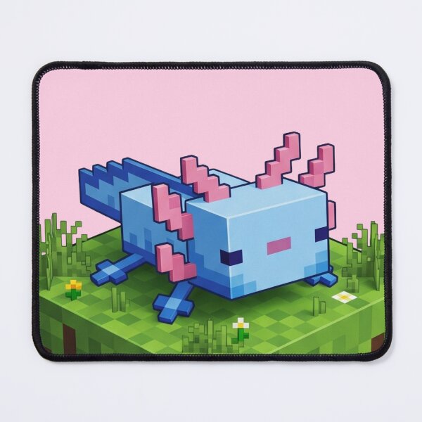 Item preview, Cute Blue Minecraft Axolotl on Block (Pink) designed and sold by LyssasMindArt.