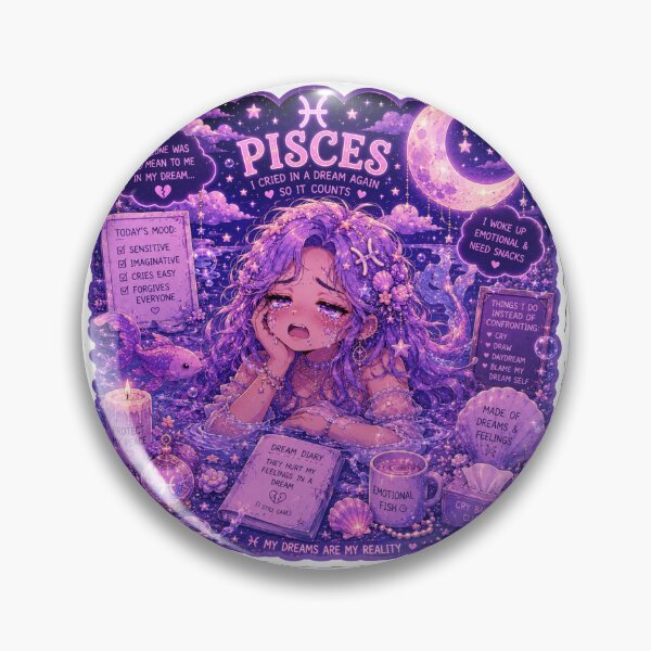 Item preview, Emotional Pisces Zodiac Sticker | Funny Dreamy Astrology Art designed and sold by MysticPurpleHue.