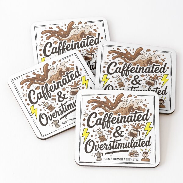 Item preview, Caffeinated And Overstimulated - Funny Retro Coffee Design designed and sold by BrewChef.