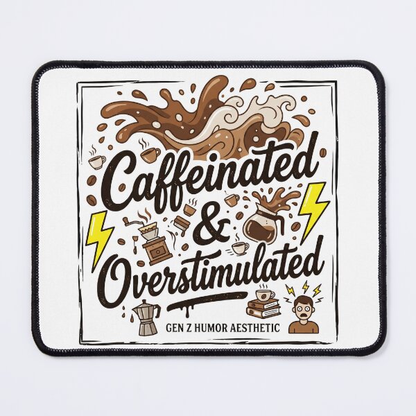 Item preview, Caffeinated And Overstimulated - Funny Retro Coffee Design designed and sold by BrewChef.