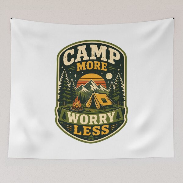 Item preview, Camp More Worry Less Vintage Retro Camping designed and sold by Mr Lee.