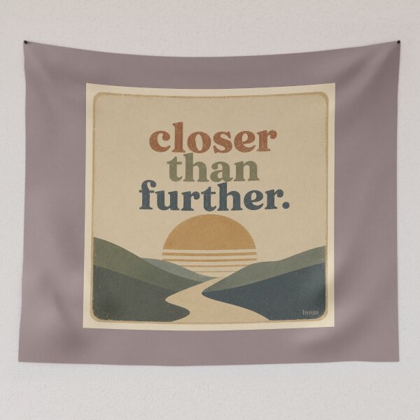 Item preview, Closer Than Further – Retro Minimalist Sunset Typography Design designed and sold by byaga.