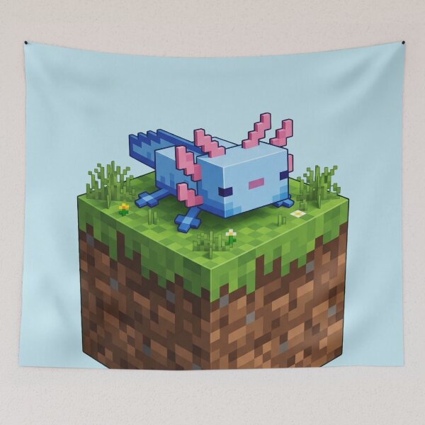Item preview, Cute Blue Minecraft Axolotl on Block (Blue) designed and sold by LyssasMindArt.