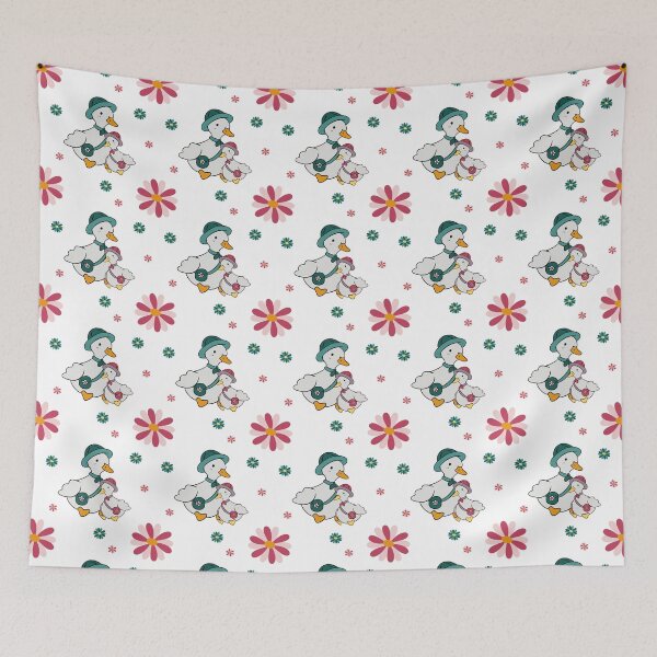 Item preview, Cute Cottagecore Ducks Family with Sun Hats and Flowers designed and sold by LYAN-STORE.