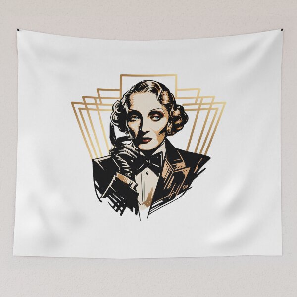 Item preview, Marlene Dietrich Art Deco Old Hollywood Glamour Portrait designed and sold by ArcticFoxStudio.